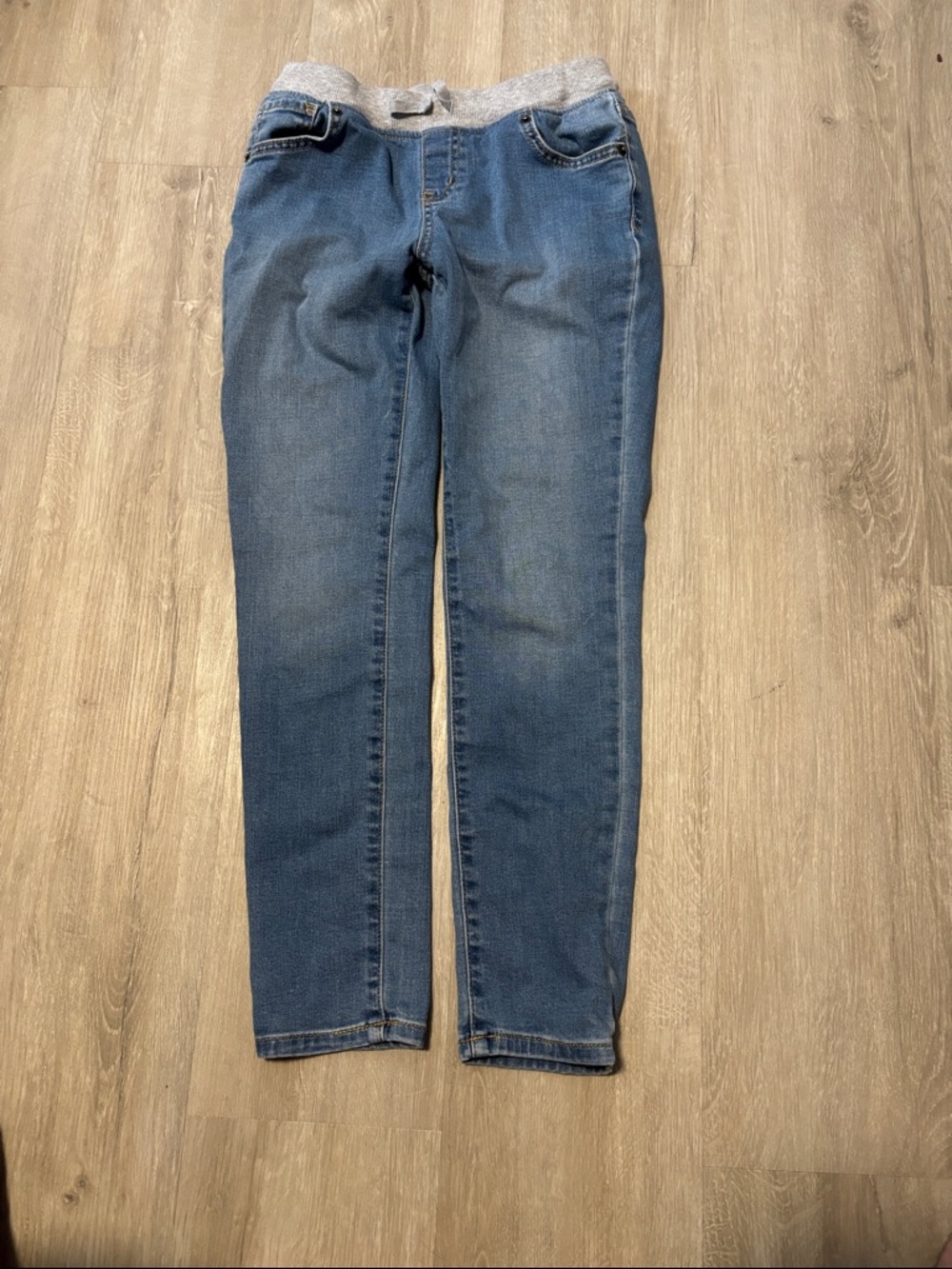 Cat & Jack Kids Blue Denim Jeans with Gray Knit Waistband